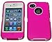 Iphone 4 4S Body Armor Defender - Comparable to Otterbox Defender + 1pc 3ft Data Cable (Pink on White)