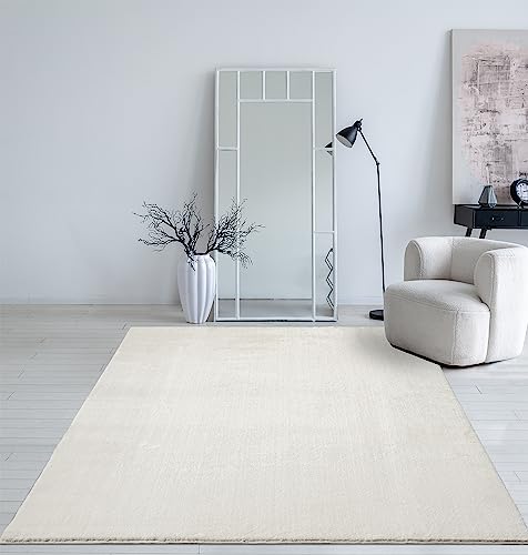 Mia´s Teppiche Taos – kuscheliger Kurzflor Teppich in Felloptik, super Soft & waschbar bis 30°C, mit Anti-Rutsch-Unterseite, Wohnzimmer & Schlafzimmer