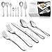 LIANYU 48-Piece Silverware Set with Serving Utensils, Flatware Set for 8, Includes Knives, Spoons and Forks, Stainless Steel Cutlery Eating Utensils, Mirror Finish, Dishwasher Safe