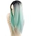 aSulis Ombre Long Natural Straight Black Roots Mint Green Ombre Synthetic Wigs for Women Middle Parting wigs 28