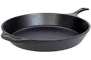 Lodge 15 Inch Cast Iron Pre-Seasoned Skillet – Signature Teardrop Handle - Use in the Oven, on the Stove, on the Grill, or Over a Campfire, Black