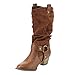 Refresh AD44 Women's Western Cowgirl Pull On Block Heel Slouchy Mid Calf Boots