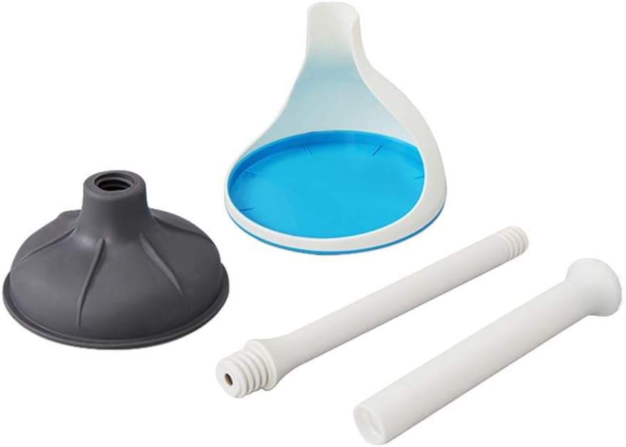 BOOMJOY Toilet Plunger with Holder Set for Bathroom Heavy Duty, White Blue: Home & Kitchen