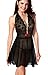 COSWE Moonight Plus Size Lace Top Babydoll Lingerie for Women (2XL, Black)