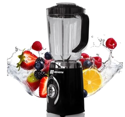 BEHOME Standmixer 1,25 Glasbehälter, Hochleistungsstandmixer 500W mit 3 Geschwindigkeitsregelung und LED-Licht, für Smoothies, Shacker Proteine, Soßen, Babynahrung
