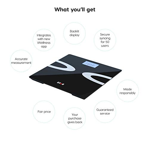 Digital Body Fat Scale - Best Smart Wireless - Weight - Bathroom - Body Composition Analyzer with iOS and Android App for Body Weight - Fat - Water - Bmi - Muscle Mass - 396lbs