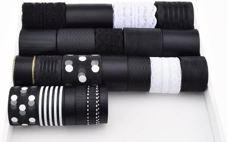 Chainho TP7 37 Design Mix Black&White&Gray Ribbon Set For Diy Handmade Craft Packing Hair Accessories Materials Package 37 Yard