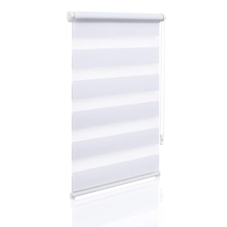 Eurohome Doppelrollo Klemmfix ohne Bohren, Duo Rollo,65cm x 150cm (Stoffbreite 61 cm) weiß Transparentes und undurchsichtiges