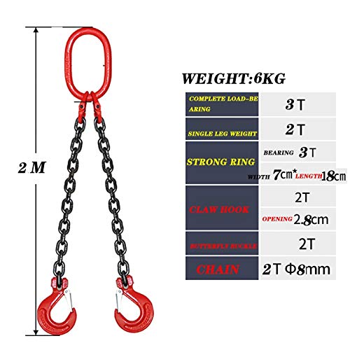 AHXF Forstkette Rückekette Chokerkette,Anschlagkette 2 Strang,1m X 2 Beine 6mm Hebekettenschlingen,6613lb Anschlagkette… – Bild 3
