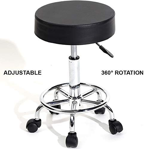 Adjustable Ergonomic Swivel Salon Stools Adjustable Hydraulic Rolling Barber Tattoo Massage Spa Clinic Stool Chair With Footrest Black