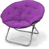 Mainstays Large Microsuede Saucer Chair | Easily Folds for Storing or Transporting (Purple)