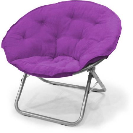 Mainstays Large Microsuede Saucer Chair | Easily Folds for Storing or Transporting (Purple) Mainstays Large Microsuede Saucer Chair | Easily Folds for Storing or Transporting (Purple)