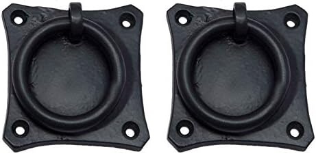 Adonai Hardware"Pethahiah" Antique Cast Iron Cabinet Ring Drop Pulls (2.5" x 2 Pack, Matte Black) for Vintage Wooden Barn Doors, Gates, Closets, Furniture, Drawers, Cupboards, Wardrobes and Sheds
