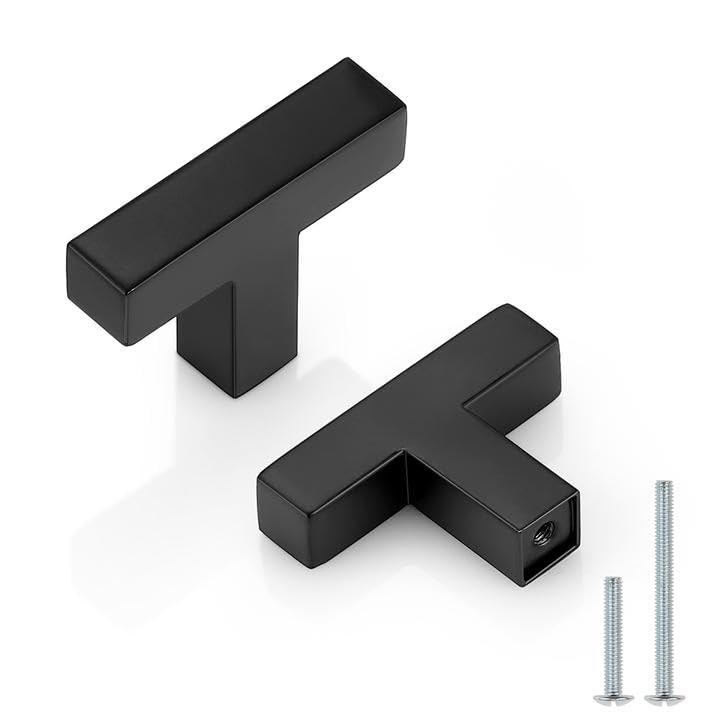 Photo 1 of Probrico 15 Pack| Black Cabinet Handles Single Hole Hole Centers Drawer Pulls Stainless Steel Kitchen Cabinet Handles Matte Black Square Drawer Handles Modern Cabinet Hardware