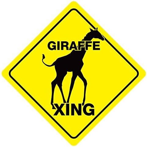 Amazon Liz66ward キリン交差交差する道路標識 面白い アルミニウム製 看板 注意 通知 街標識 ブリキの標識 正方形 12インチx12インチ インテリア オンライン通販