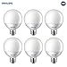 Philips LED Non-Dimmable G25 Frosted Light Bulb: 500-Lumen, 2700-Kelvin, 6.5-Watt (60-Watt Equivalent), E26 Base, Soft White, 6-Pack
