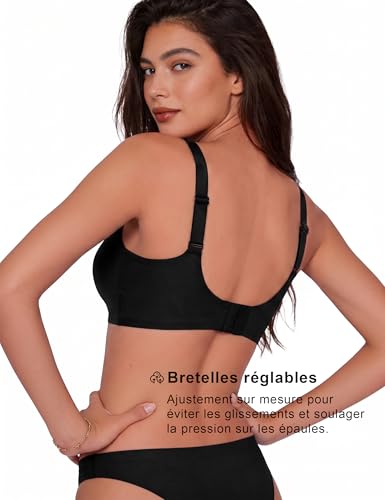 Bresdk Women's Wirefree Bra for Large Breasts, with Great Support, Push-up Effect, Seamless, Comfortable, Classic Padded Mesh Bralette.