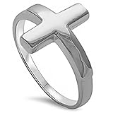 Solid Sideways Cross .925 Sterling Silver Ring Size 10