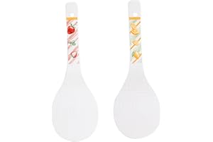 CATIEBYE 2pcs Ceramic Rice Spoon Sturdy Serving Scoop with Hanging Smooth Surface High-Temperature Fired