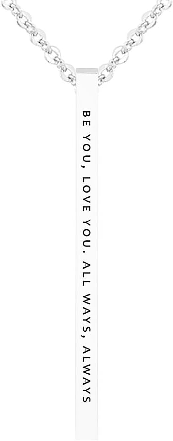 Inspirational Soul Sisters Positive Message Mantra Vertical Bar Pendant Necklace