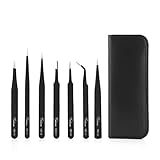 Codream 7pcs Tweezers Precision Anti-static Stainless Steel ESD Tweezers Nipper Clipper Tool Kits with Storage Bag for Electronics, Jewelry-making, Laboratory Work, Hobbies