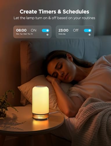 Govee Bedside Touch Table Lamp, Night Light Kids LED RGBICWW Works with Matter and Alexa,with Music Sync and 64 Scene Modes,Nightstand Light for Bedroom Decor(Corded Electric)