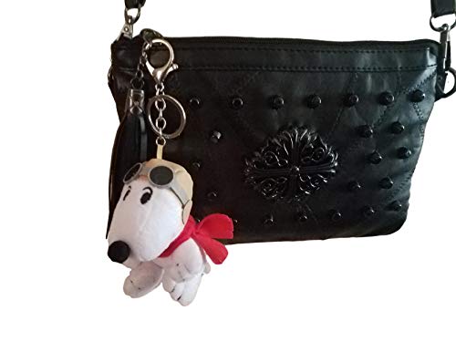 Snoopy Flying Ace Car Accessory Cute Soft Plush Ultra Detail Chain Keychain Bag Charm Key Clip Pendant 4" H Tall. Car Keychain .Limited Edition