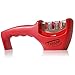 SharpChef 3-Stage Knife Sharpener (Incl. Free Chefs Blade) Professional Results for Steel & Ceramic Blades. Red