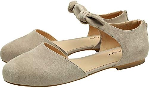 Women's Wide Width Flat Sandals - Elastic Ankle Strap Slip On Cozy Summer Ballet Flat.