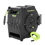 Flexzilla Levelwind Retractable Air Hose Reel, 3/8 in. x 75 ft, Heavy Duty, Lightweight, Hybrid, ZillaGreen - L8306FZ