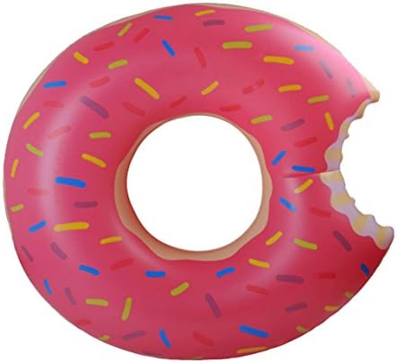 Donut Swim Tube Pool Float with Frosting for Party or Lounge, Beach or Lake Swimming (Pink Icing)