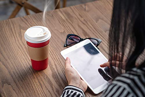 110 Pack Disposable Coffee Cups with Lids - Premium Quality 16 oz To Go Coffee Cups with Sleeves, Tight Lids to Prevent Leaks & Straws - This Paper Hot Cup Holds Shape With Hot Drinks - Cherry Red
