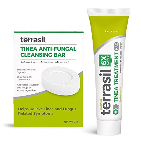 terrasil Tinea Versicolor Treatment Cream + Tinea Soap 2-Product Kit Made in The USA, Clinically Proven 1% Clotrimazole. Antifungal Treats Most Ringworm & Fungal Infections. (.5oz Tube + 75g soap)