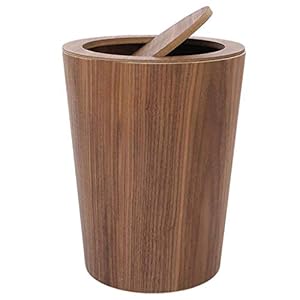 MADHEHAO Houten Prullenbak Met Swing Deksel, ronde Keuken Vuilnisbak, Japanse Kleine Afvalbak Afvalmand Voor Kantoor…