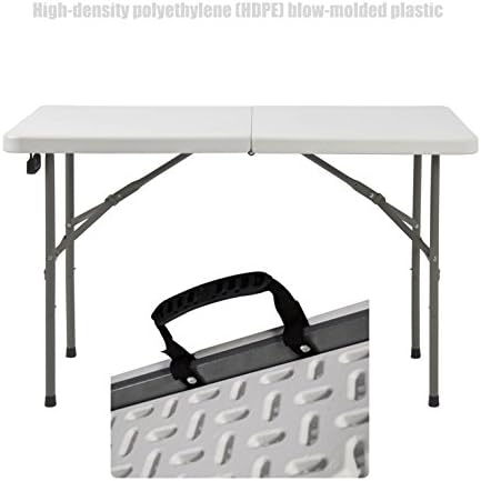 Commercial Construction Light-weight Portable High Density Plastic Folding Table Indoor-Outdoor Laptop Desk School Office Picnic Camp Party Dining Table - 4ft # 1361