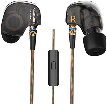KZ ATE Hi-Fi IEM Sports Headphones with Copper Driver Ear Hook and Foam Eartips Specially for Music Fans Mic Edition