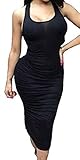Hqclothingbox Womens Sleeveless Sexy Bodycon Midi Bandage Party Evening Dresses