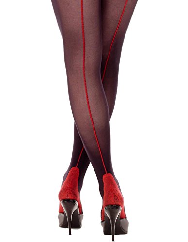 What Katie Did H2027 Retro Opaque Seamed Lace Foot Stockings