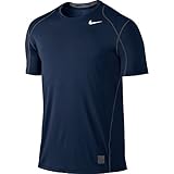 NIKE Men's Pro Fitted Short Sleeve Shirt, Obsidian/Dark Grey/White, XX-Large