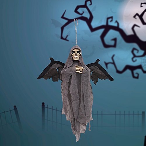 Lazada Hanging Gray Flying Skeleton Ghost Voice-Activated Halloween Decoration 23"