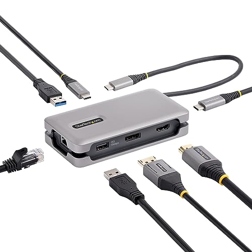 StarTech USB-C Docking Station, 4K 60Hz HDMI DP, 100W Charging, MacBook Pro