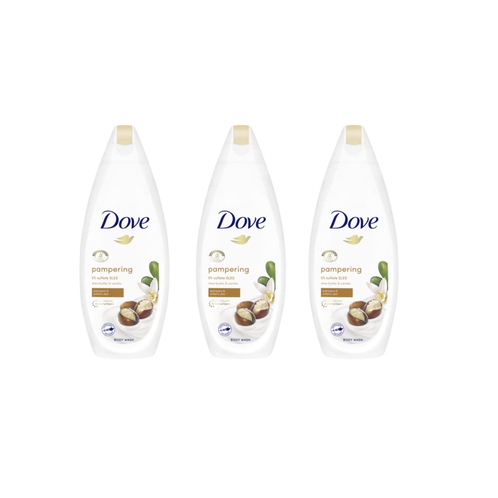 3 x 250ml Shea Butter & Vanilla Purely Pampering Shower Gel Body Wash Smooth and Refreshes Skin