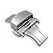 ZLIMSN Stainless Steel Butterfly Deployment Buckle Double Push Spring Bar Deployment Fashion Watch Band Clasp Color & Width Silver Rose Gold Golden Black (24mm, Silver)