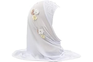 RUIXIA Girls Muslim Hijab Scarf Shawls with Flowers Lovely Fashion Anti-UV Islamic Head Scarf Head Wrap for Kids Age 2-6