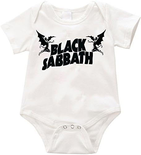 VRW Black Sabbath unisex Onesie Romper Bodysuit (NB, White)