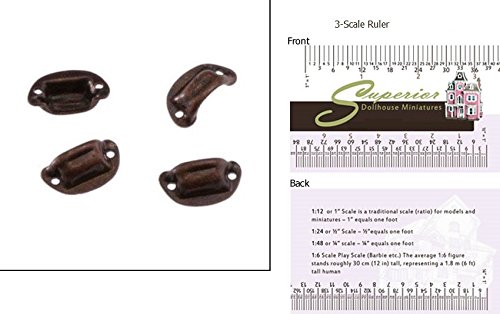 Dollhouse Miniature Victorian Drawer Pulls Oil Rubbed Bronze 4 Pk