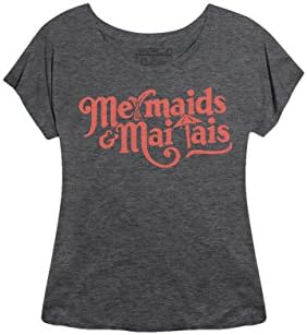 Mermaids & Mai Tais Women's Tropical Cocktail Slouchy Dolman Tee XL Heather Grey