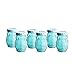 Klikel Decorative Blue Colored Owl Vintage Jelly Jam Jars Canisters - Glass Containers - Drinking Glass With Blue Gingham Lids - Set of 6 - Mini Mason Jars