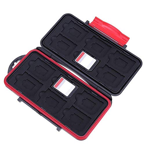UPZHIJI SD Card Holder,Professional Water-Resistant Anti-Shock Holder Storage SD SDHC SDXC TF Memory Card Case Protector Cover with Carabiner for 12SD Cards & 12 Micro SD Cards