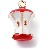 DanLingJewelry 10Pcs Mini Apple Pendant Charms Enamel 3D Fruit Food Hanging Ornaments for DIY Bracelets Necklaces Earrings Jewelry Making